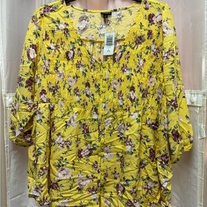 Torrid Yellow Floral Blouse